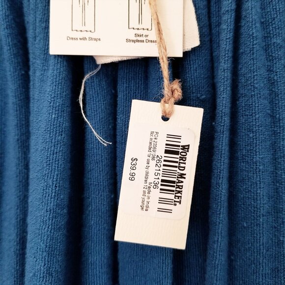 NEW World Market Teal Blue Textured Cotton Ruffle Convertible Skirt Dress OS $40 - Picture 12 of 15